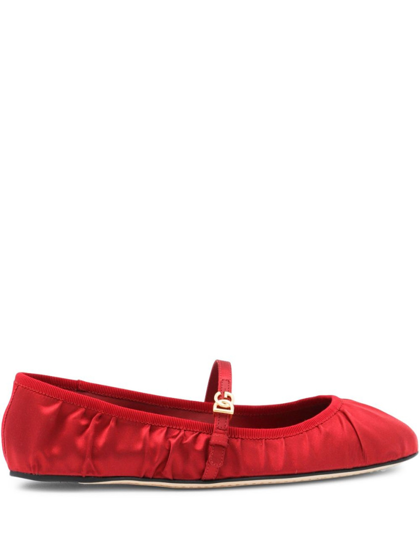 Dolce & Gabbana Nappa Leather Ballet Flats With Logo Buckle