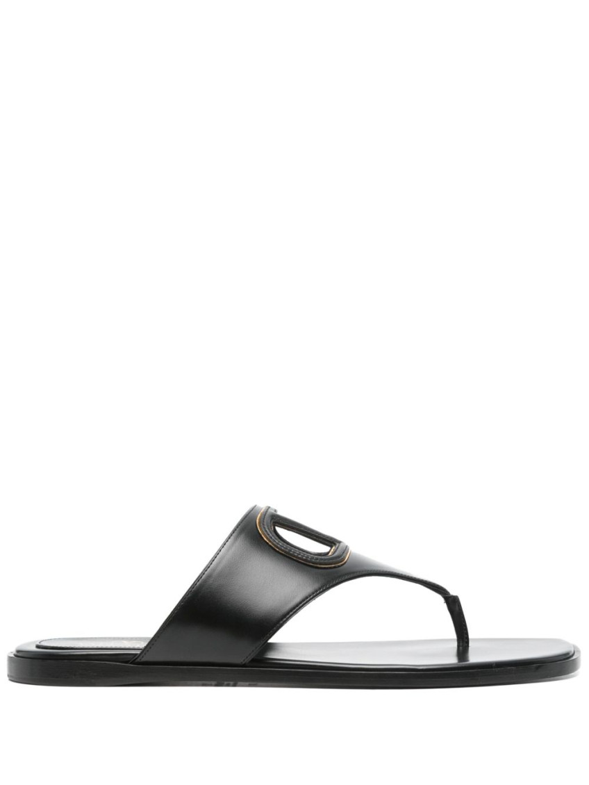 Valentino Black Logo Cut-out Sandals