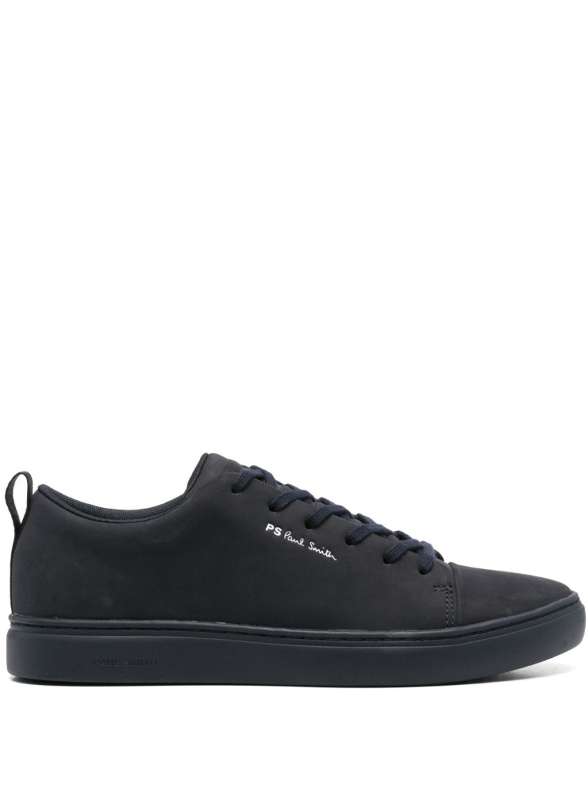 Paul Smith Navy Blue Leather Sneakers In Black