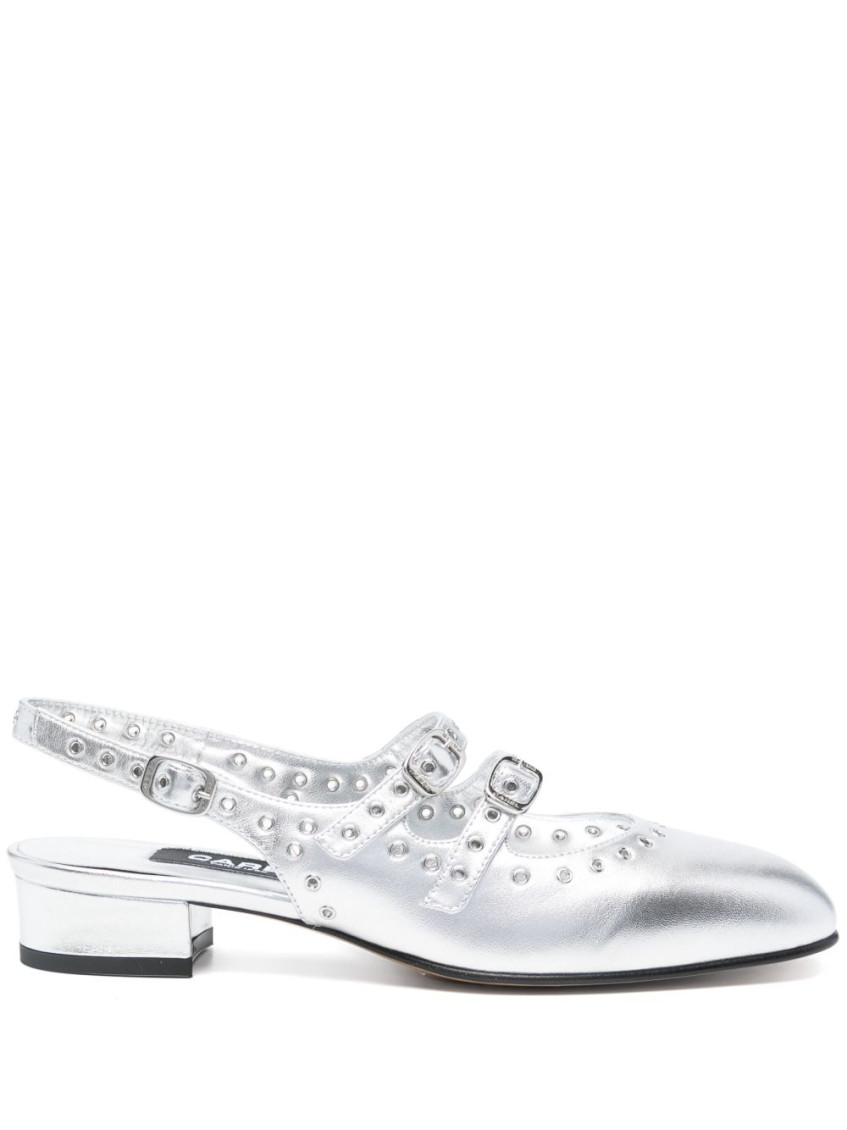 Carel Paris Silver Leather Ballet Flats