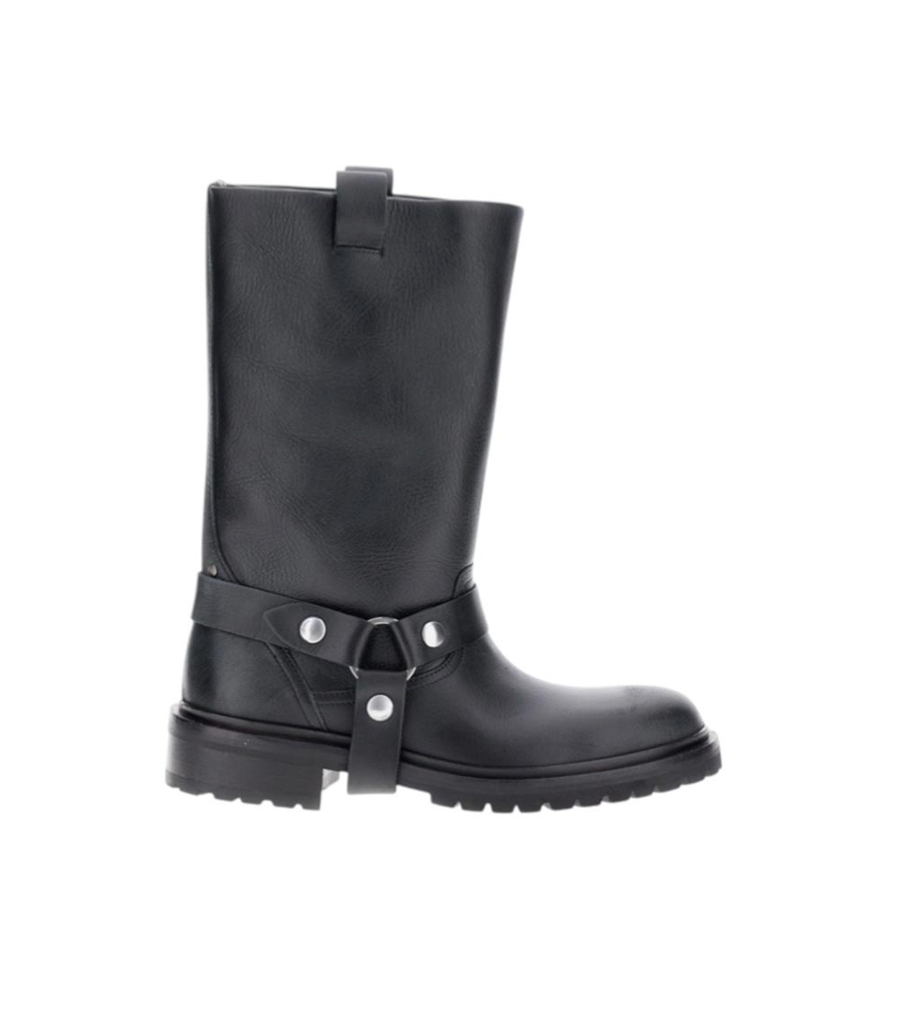 Golden Goose Distressed Black Leather Kurt Boots With Silver Accents In Black