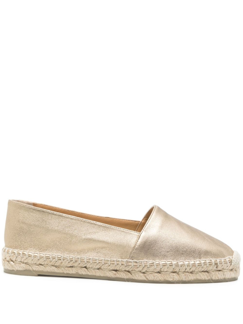 Shop Castaã±er Golden Leather Espadrilles