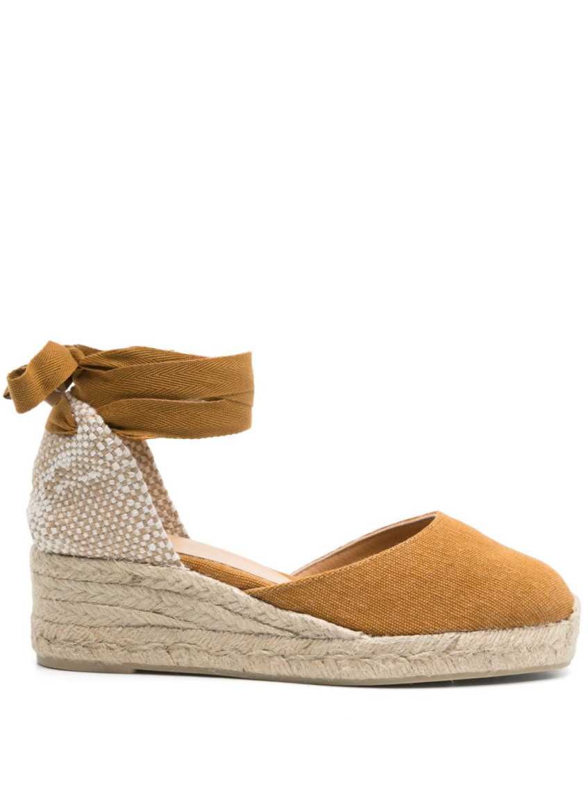Castaã±er Brown Canvas Espadrille Wedges