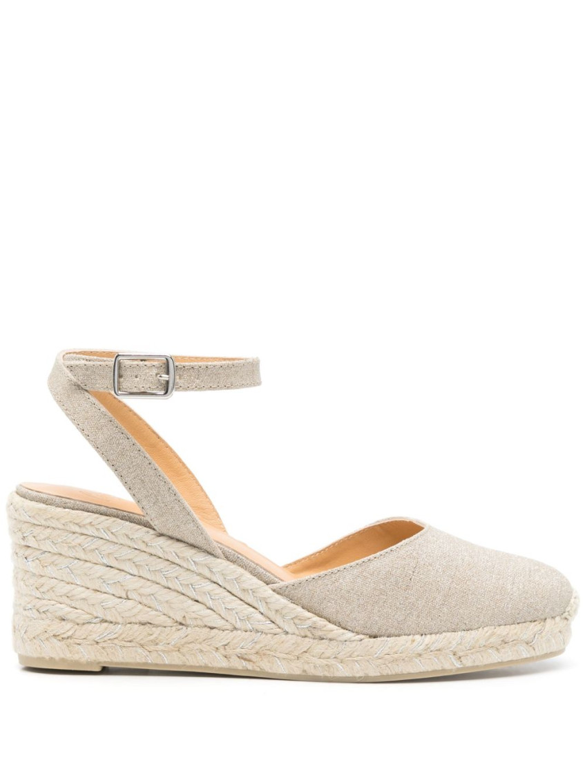 Castaã±er Natural Round Toe Espadrille Wedges