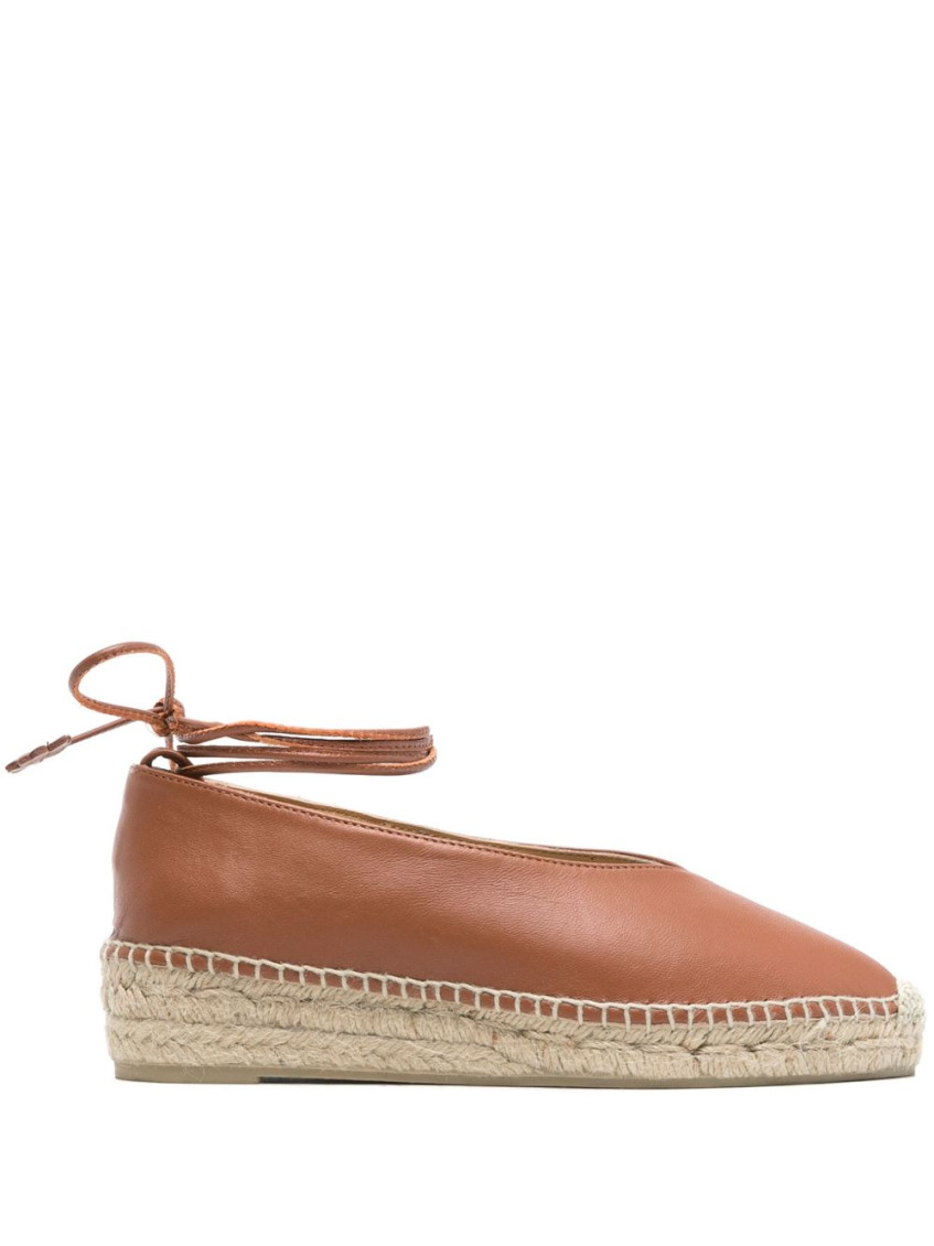 Castaã±er Leather Espadrilles With Braided Raffia Sole