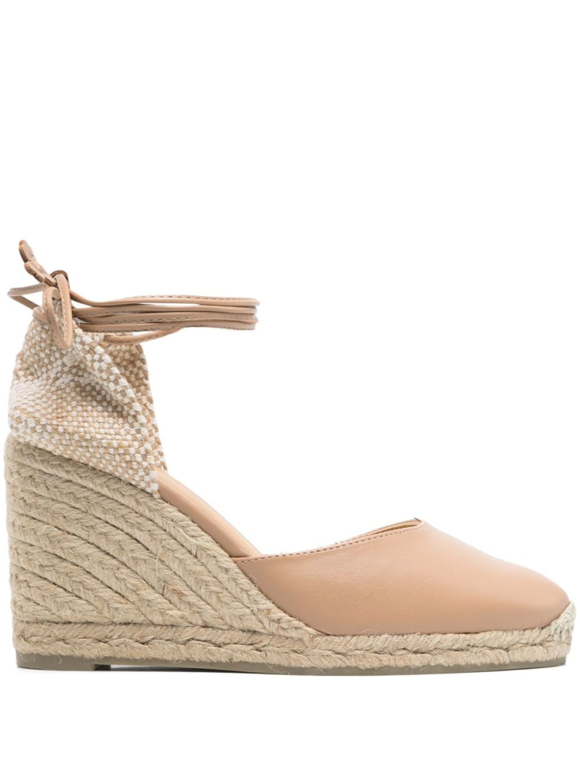 Castaã±er Beige Leather Espadrille Wedge