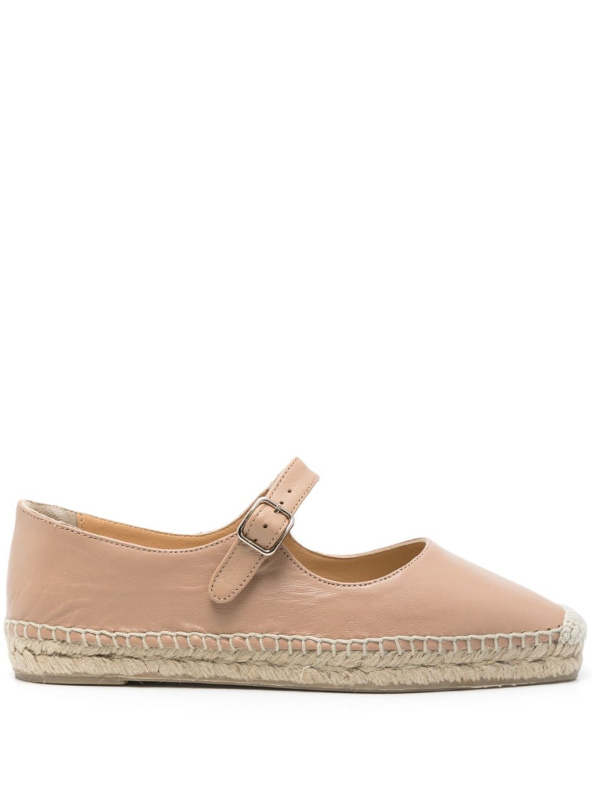 Castaã±er Leather Espadrilles With Braided Raffia Sole