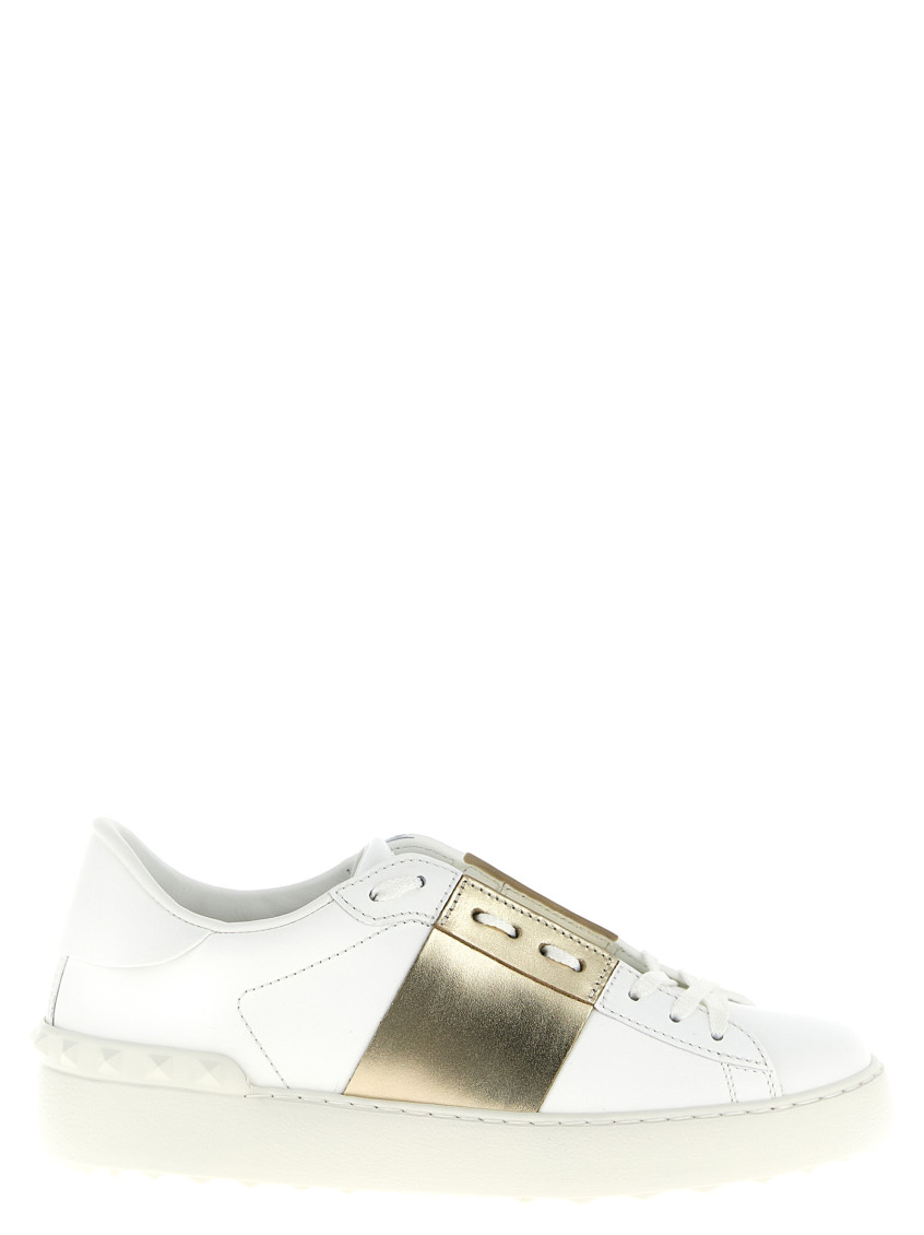 Valentino Open Sneakers With Metallic Accent And Studded Heel In White