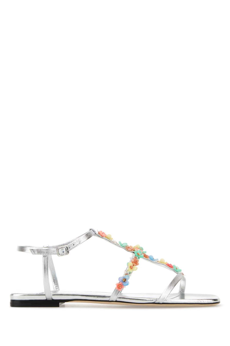 Jimmy Choo Silver Open Toe Sandals In Metallic