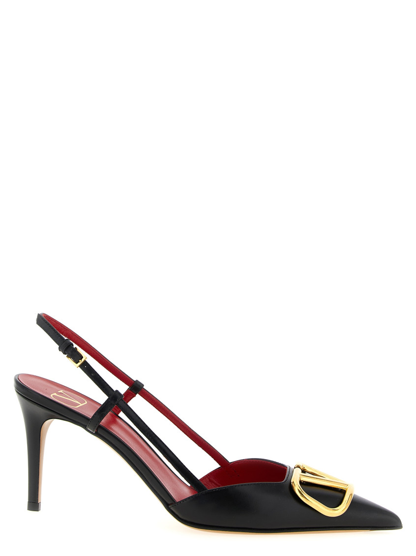 Valentino Garavani Vlogo Signature Satin Slingback Pumps 80mm Woman Black 40.5