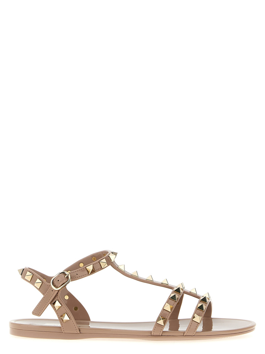 Shop Valentino Pink Rockstud Sandals