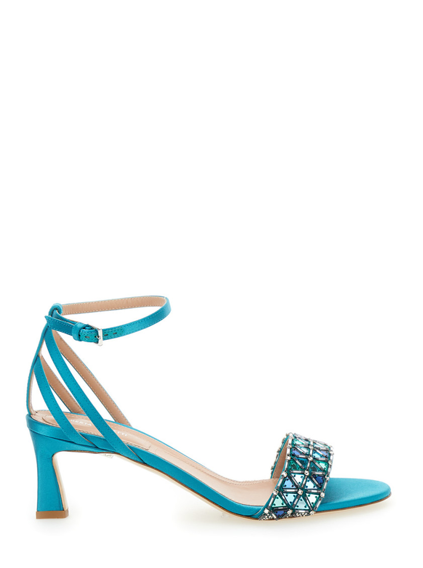 Alberta Ferretti Light Blue Sandals With Mirror-like Details In Leather Woman In Light Blue