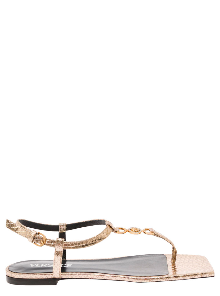 VERSACE GOLDEN MEDUSA LEATHER SANDALS 