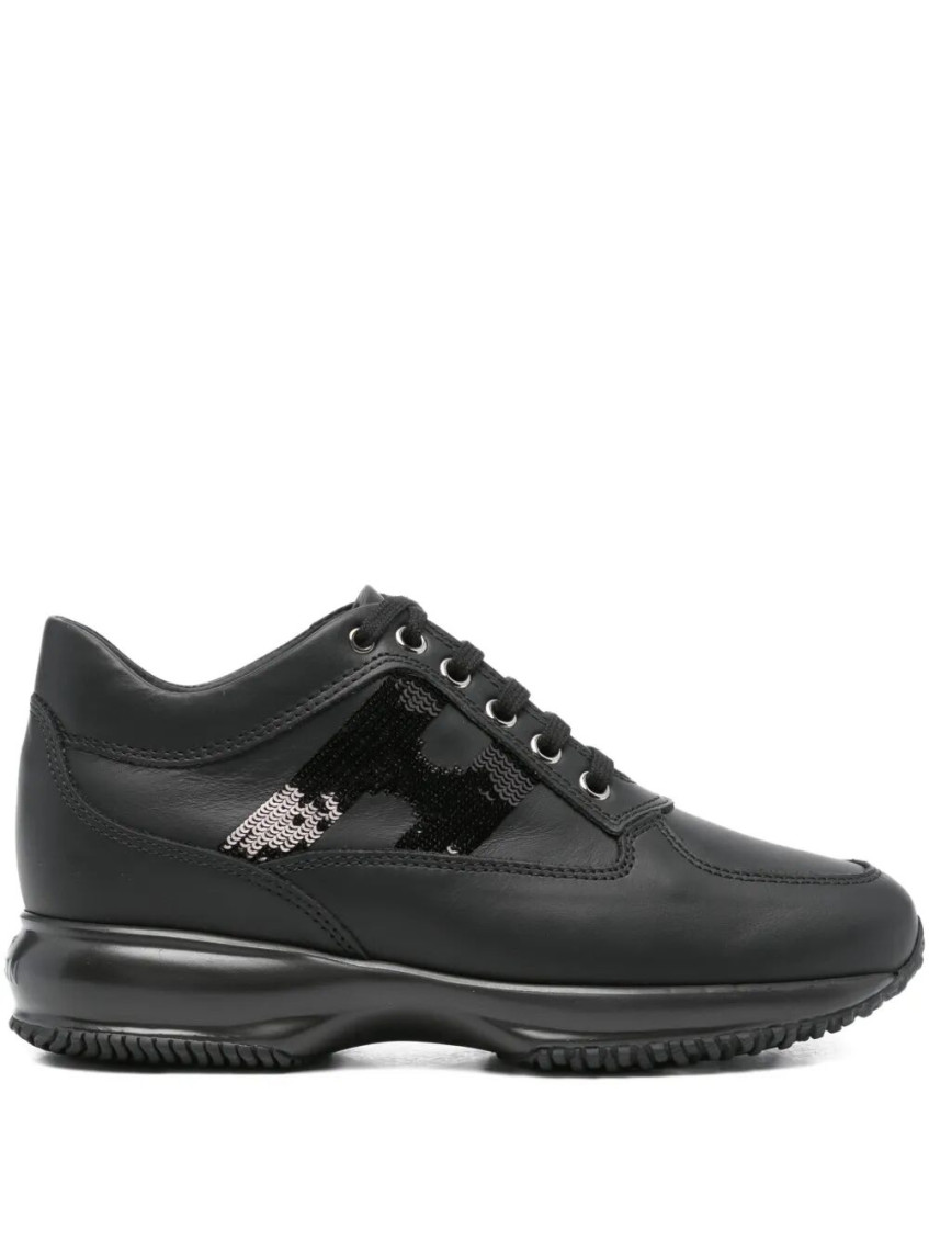 Hogan Black Lace Up Sneakers In Black