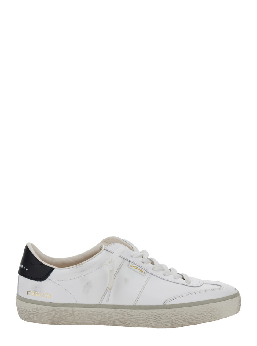 Golden Goose 'matchstar' White Low Top Sneakers With Logo Patch On The Tongue And Contrasting Heel With Logo In White