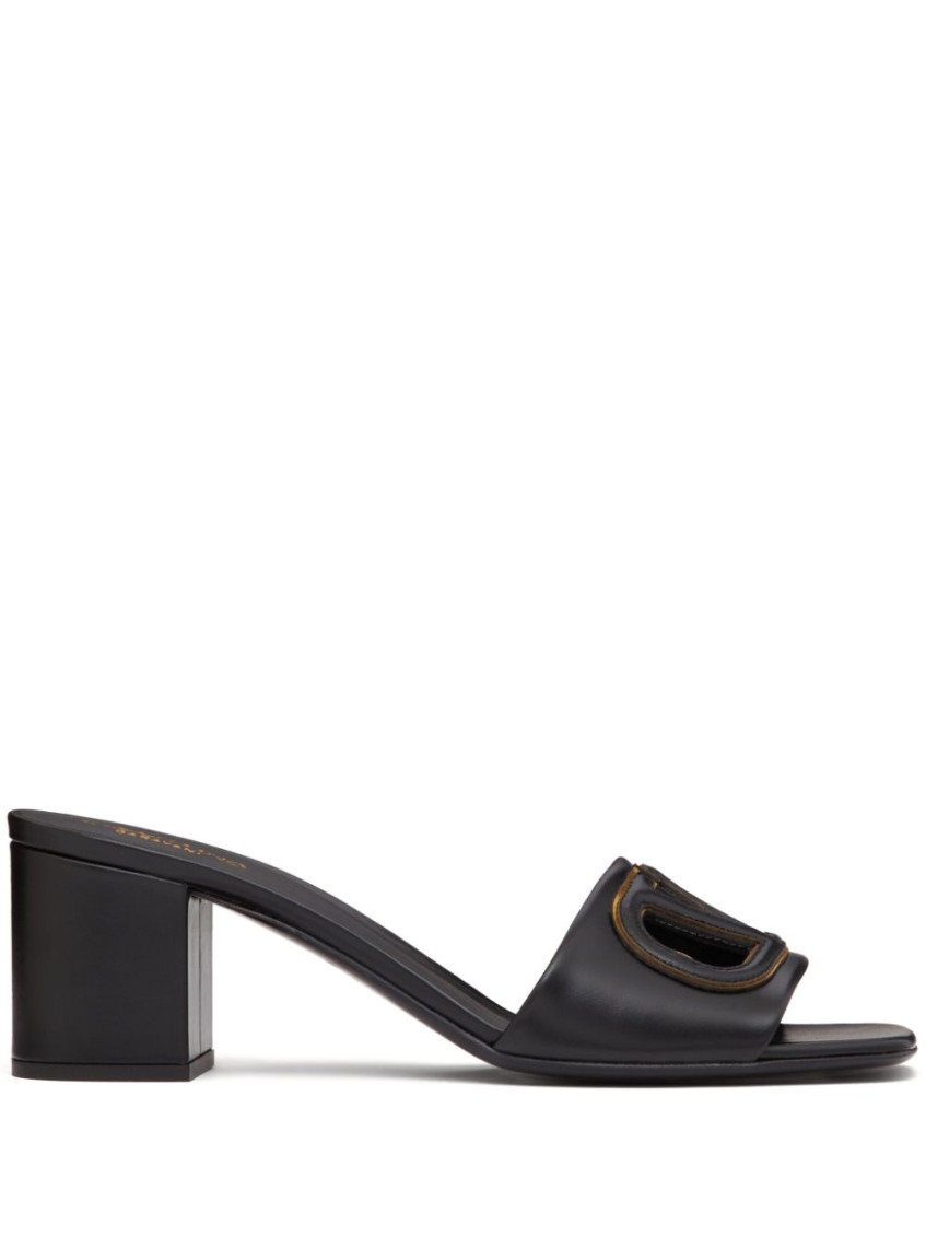 Shop Valentino Black V Logo Heels