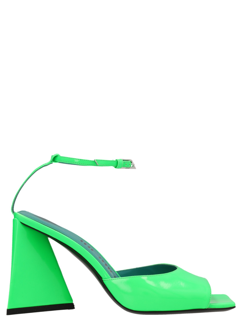 Attico Piper 85 Sandals In Eco-patent Leather In Green