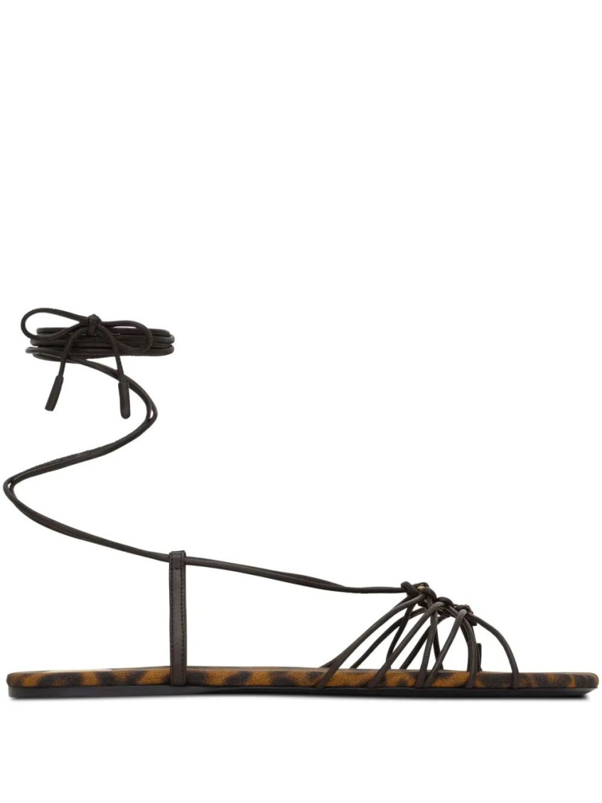 SAINT LAURENT BROWN OPEN TOE SANDALS