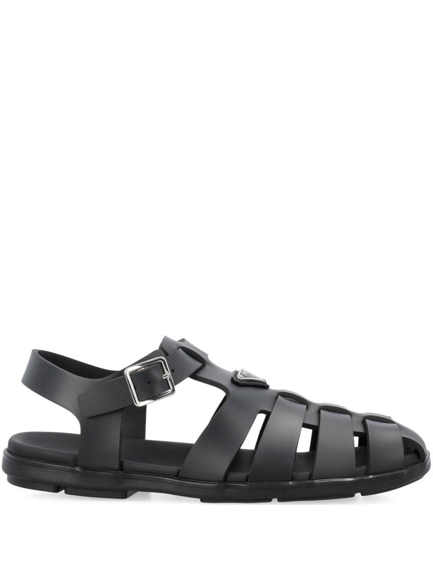 Shop Prada Black Cage Sandals