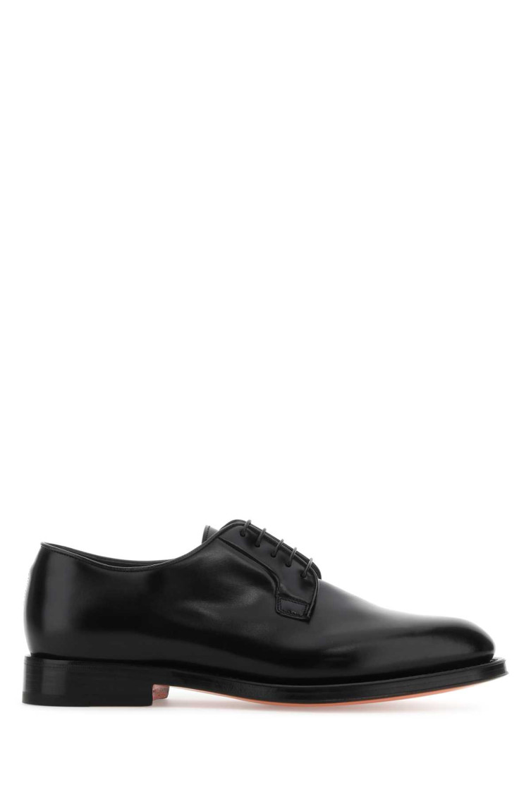 Santoni Man Lace-up Shoes Black Size 9 Leather In Black