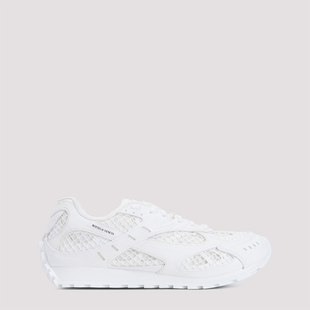 Bottega Veneta Orbit Metallic Net Runner Sneakers In White
