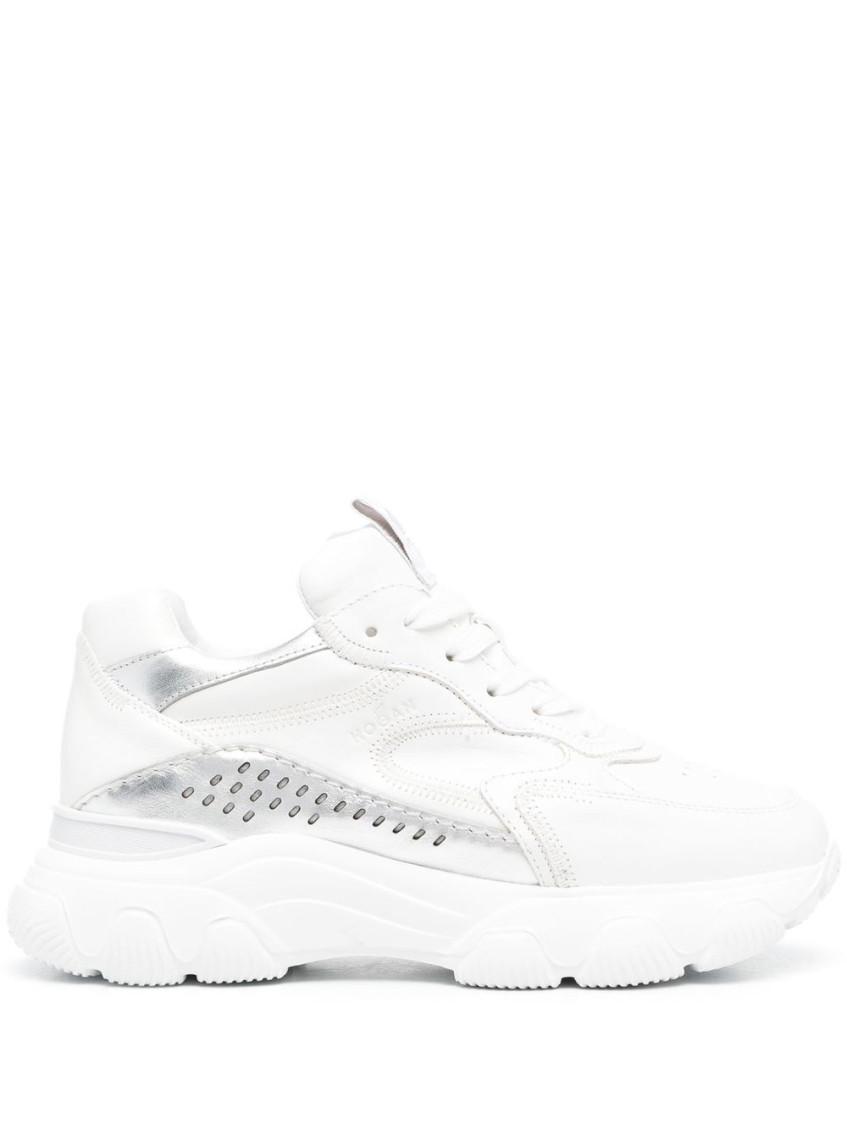 Shop Hogan White Lace Up Sneakers