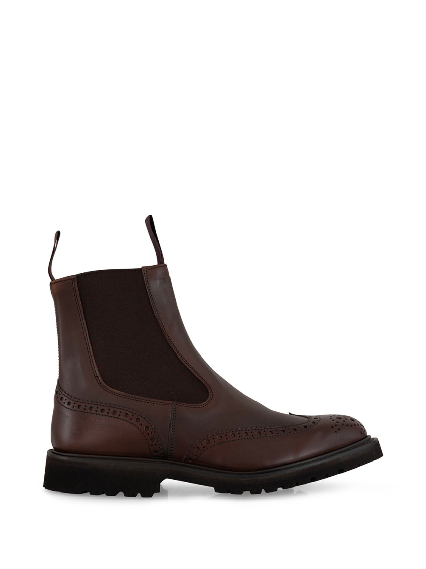 Tricker's Chunky Sole Brogue Detailing Pull Tabs In Dark Brown