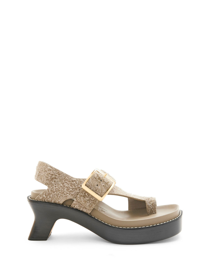 Loewe Khaki Open Toe Sandals In Khaki