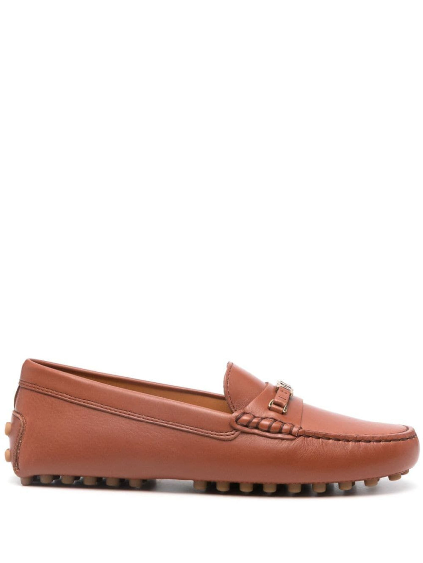 Tod's Gommino T-logo Plaque Loafers In Brown