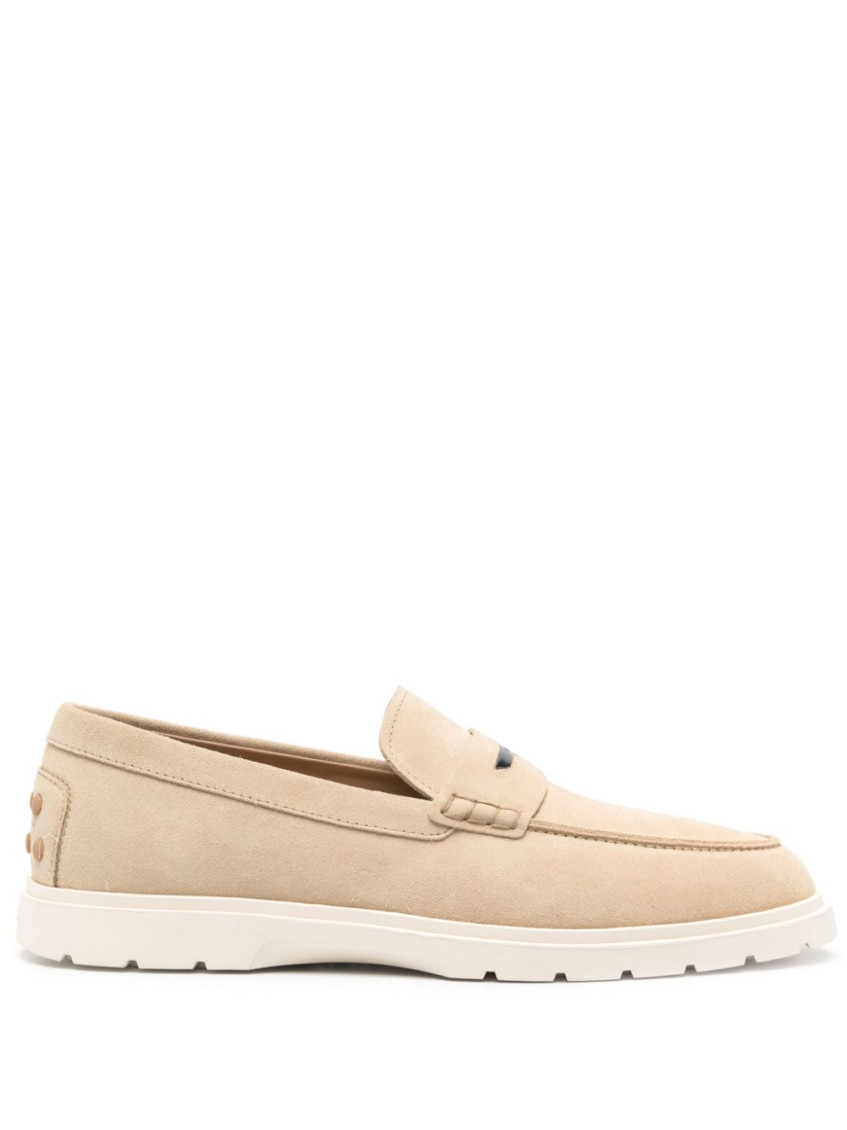 Tod's Suede Calf Leather Loafer In Beige In Beige