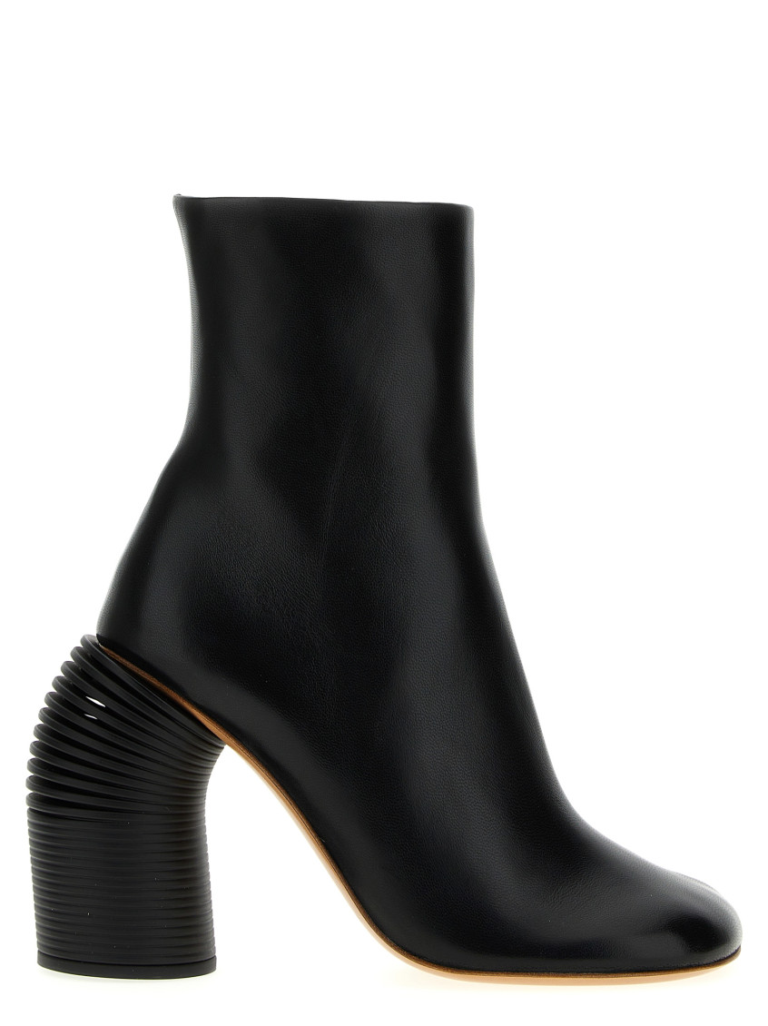 Off-white Leather Spring Booties Statement Heel 11 Cm In Black