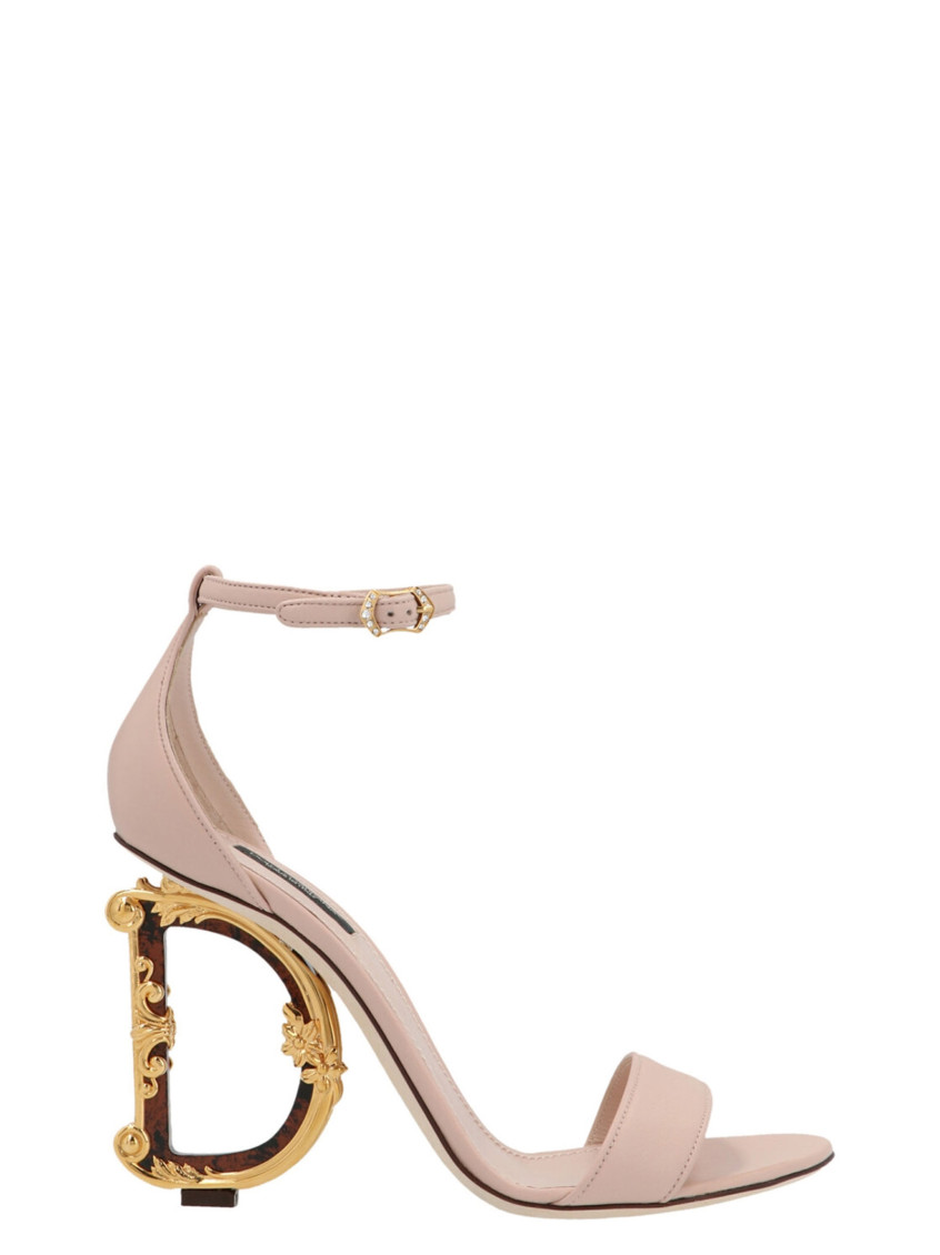 Dolce & Gabbana Women Powder Pink Leather Keira 105 Sandals In Pink
