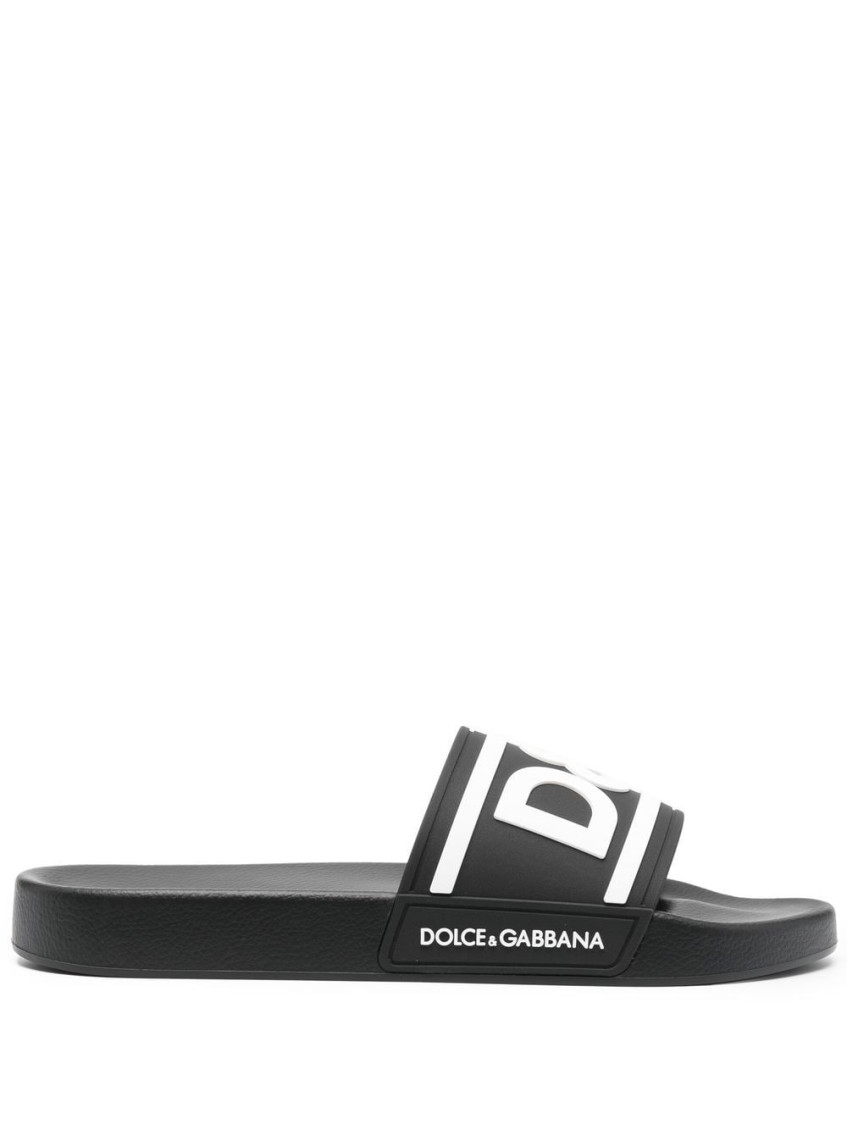 Dolce & Gabbana Rubber Beachwear Sliders With Dg Logo