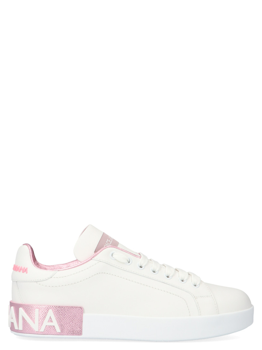 Shop Dolce & Gabbana Pink Logo Sneakers