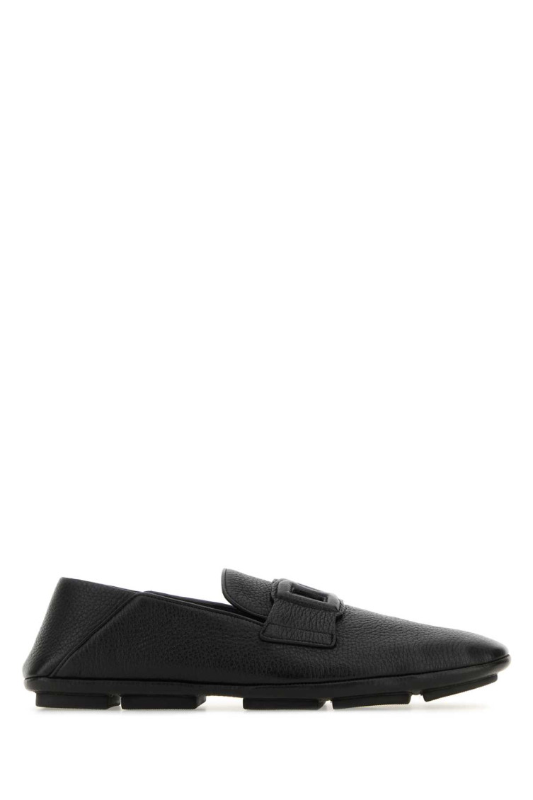 Dolce & Gabbana Round Head Loafer Shoes In Black