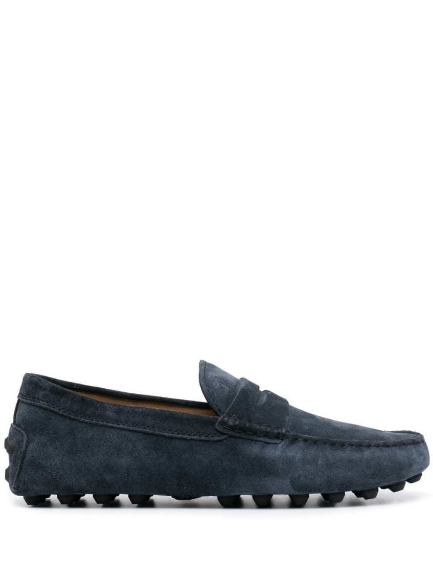 Tod's Leather Slippers With Pebbles Sole In Navy Blue
