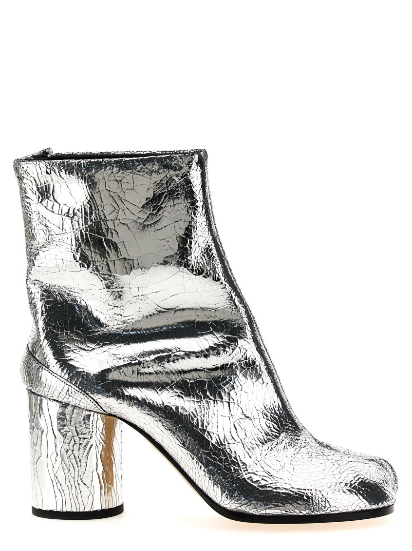 Shop Maison Margiela Silver Tabi Ankle Boots