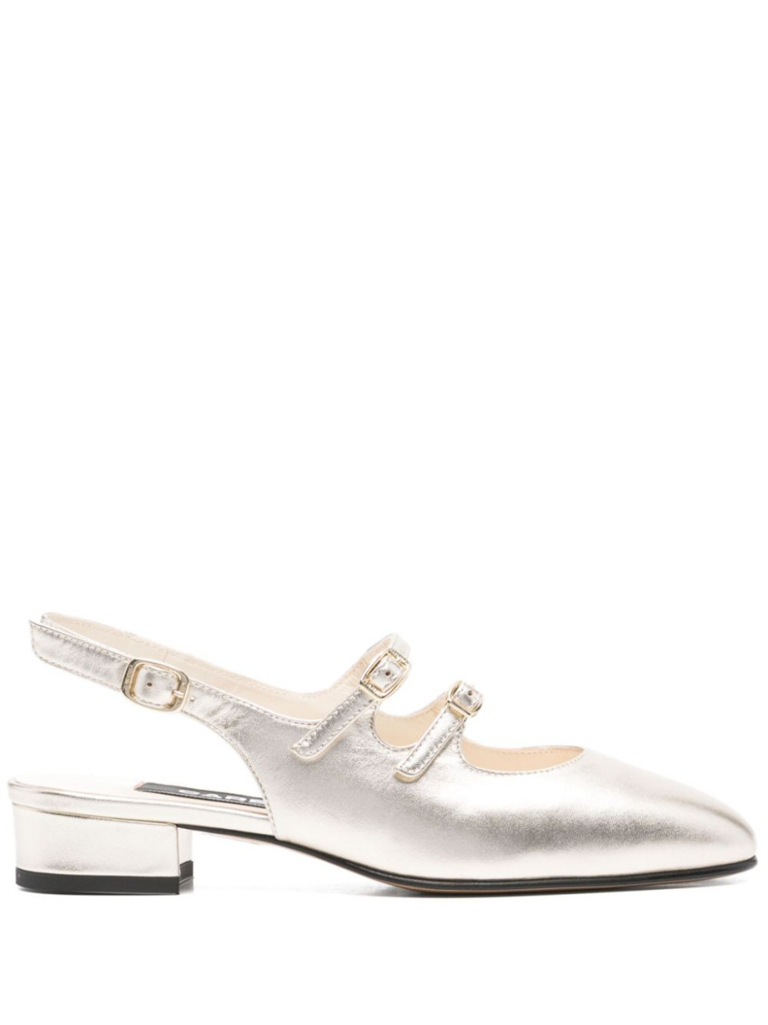 Carel Paris Peche Laminated Leather Ballets In Grey
