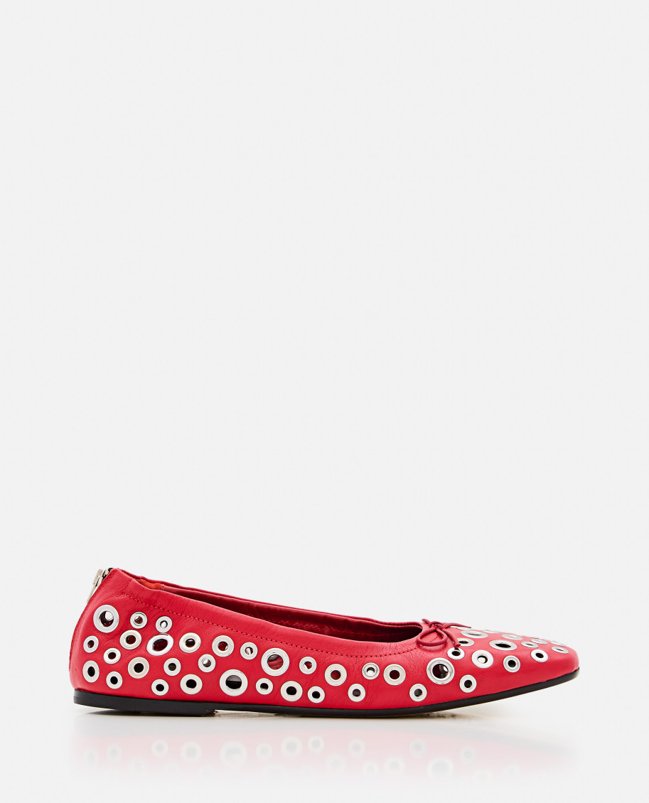 Golden Goose Amy Eyelet-embellished Nappa Ballerina Flats In Golden