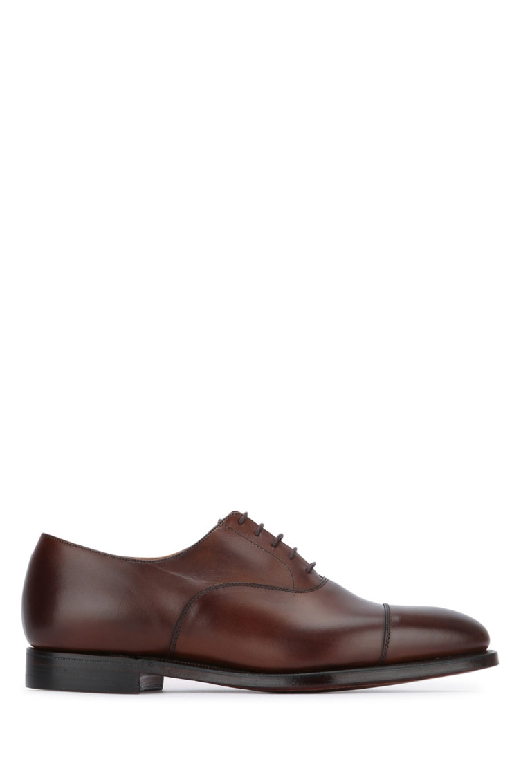 Crockett & Jones Leather Cap Toe Lace-up Shoes In Dark Brown