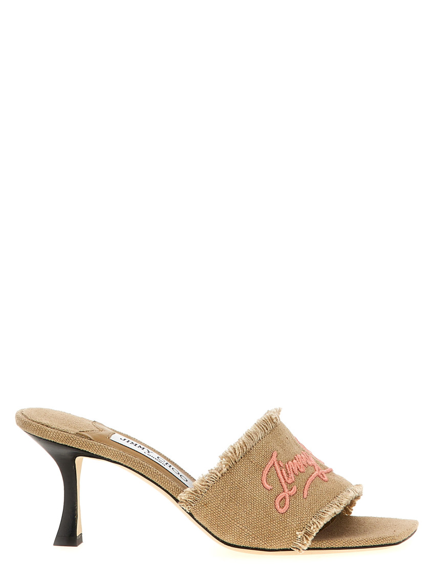 Jimmy Choo Sabot Alexia 70 In Tessuto Beige Donna In Beige