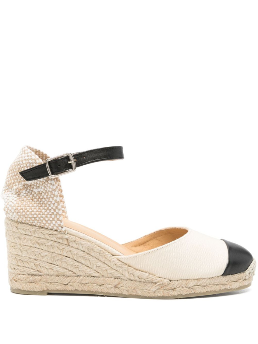 Shop Castaã±er White Canvas Espadrille Wedges