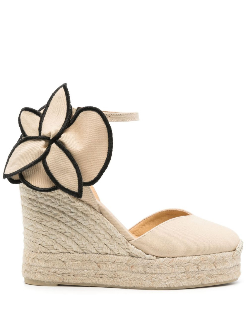 Castaã±er Castaner Wedge Espadrille Sandals With Decorative Flower Detail