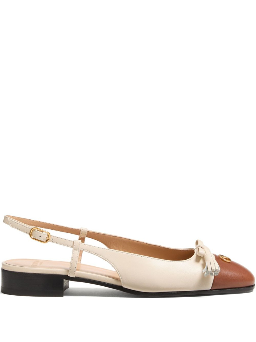 Valentino Garavani 'valet Du Roi' White Ballet Flats With Vlogo Plaque On The Front And Adjustable L
