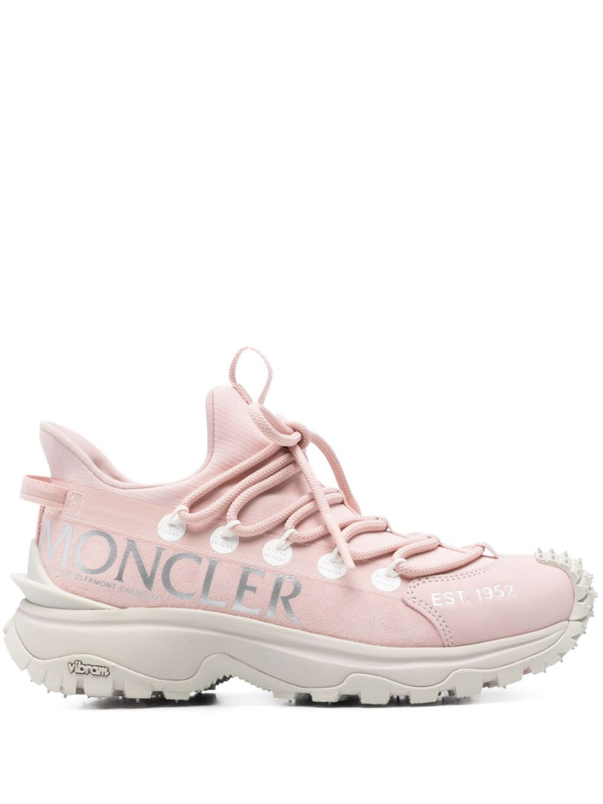 Shop Moncler Pink Logo Sneakers