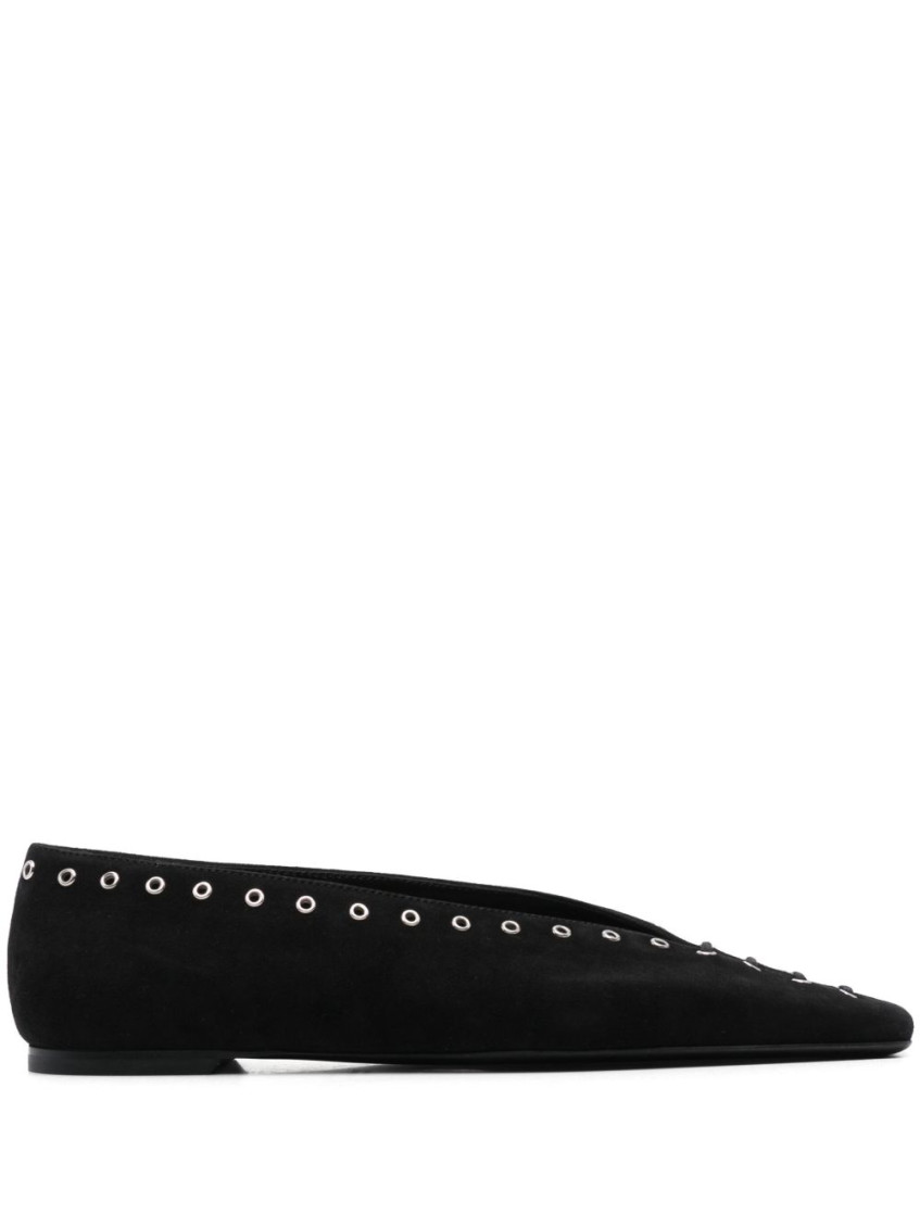 Totême Black Lace-up Ballet Flats
