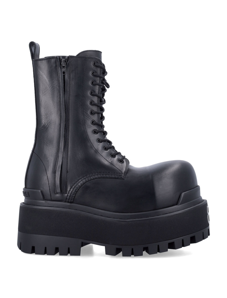 Balenciaga Black Ankle Boots With Logo Plaque On The Front And Side Zips In Leather Man