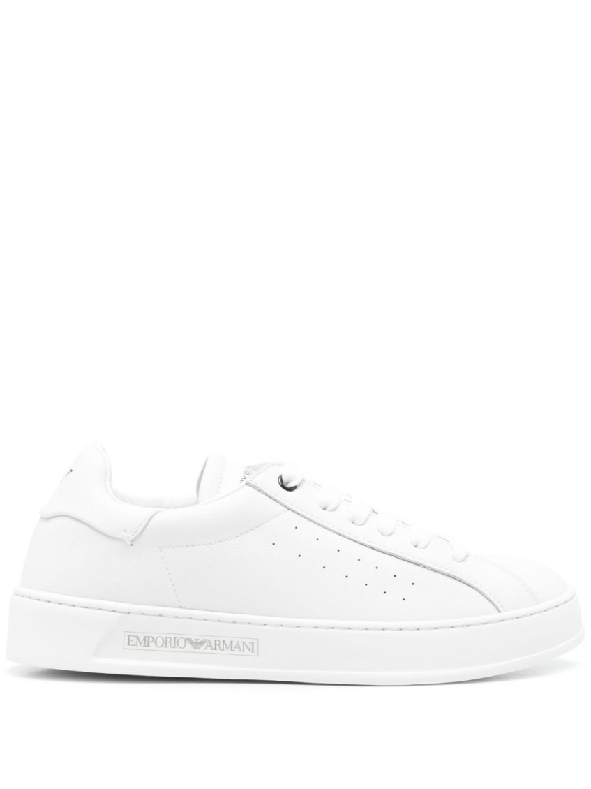 E 'clat White Leather Sneakers