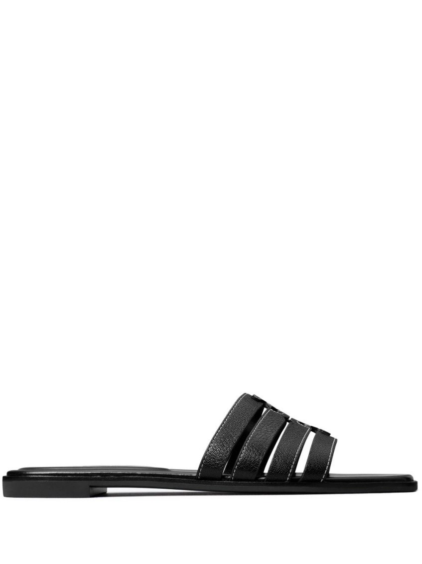 Tory Burch 'ines Cage' Black Sandals With Double T Motif