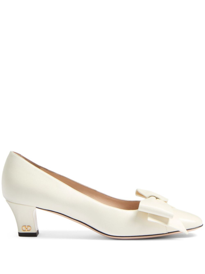 Valentino Garavani White Bow Leather Pumps